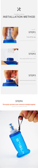 WRELS Folding Water Bottle TPU BPA-Free Collapsible Soft Flask Outdoor Sport Hiking Camping Running Portable Soft Water Bottle