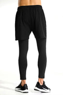 Men 2 In 1 Running Pants Double Layer Pant Tight Training Basketball Legging Fitness Sweatpant With Pockets Running Trousers