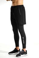 Men 2 In 1 Running Pants Double Layer Pant Tight Training Basketball Legging Fitness Sweatpant With Pockets Running Trousers