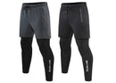 Men 2 In 1 Running Pants Double Layer Pant Tight Training Basketball Legging Fitness Sweatpant With Pockets Running Trousers