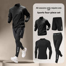 New Summer Running Suit Men's Quick Dry Jacket Suit Fitness Long Sleeve T-shirt Sweatshirt Half Zipper Sports Training