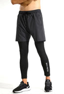 Men 2 In 1 Running Pants Double Layer Pant Tight Training Basketball Legging Fitness Sweatpant With Pockets Running Trousers