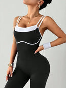 Women's Quick-Dry Fitness Yoga Bodysuit Tight Outdoor Sports One-Piece Comfortable Yoga Top for Active Wear