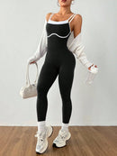 Women's Quick-Dry Fitness Yoga Bodysuit Tight Outdoor Sports One-Piece Comfortable Yoga Top for Active Wear