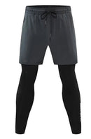 Men 2 In 1 Running Pants Double Layer Pant Tight Training Basketball Legging Fitness Sweatpant With Pockets Running Trousers