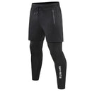Men 2 In 1 Running Pants Double Layer Pant Tight Training Basketball Legging Fitness Sweatpant With Pockets Running Trousers
