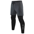 Men 2 In 1 Running Pants Double Layer Pant Tight Training Basketball Legging Fitness Sweatpant With Pockets Running Trousers